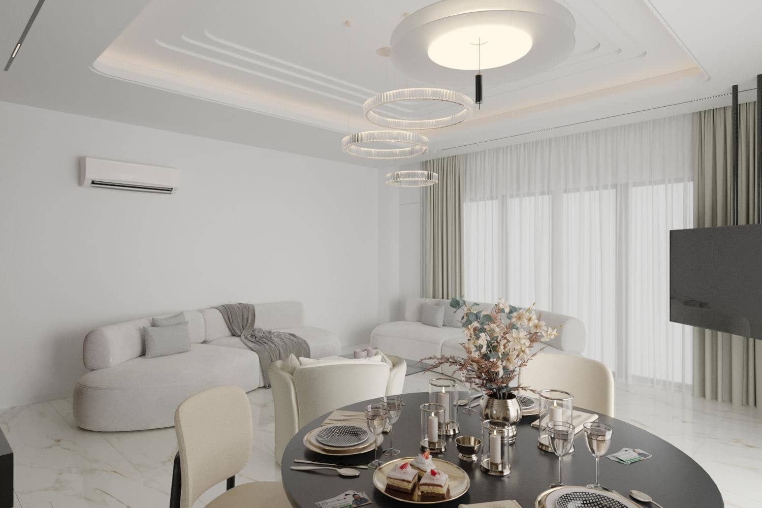 Salon ve yemek alanı